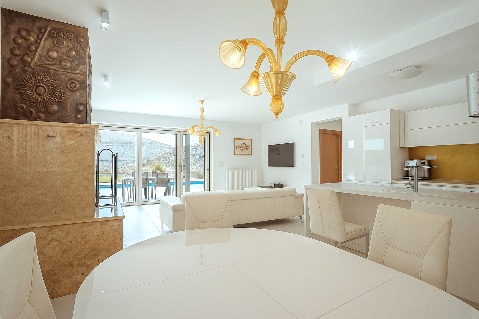 Open-plan living space at Villa Pupa